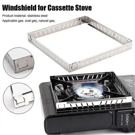 Pare-vent pliable pour réchaud à gaz d'extérieur, grille de brûleur en acier inoxydable, accessoires de camping et de voyage pour barbecue et autres cuissons. (1/5)