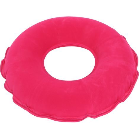 Coussin ergonomique rond pour siège de bureau, auto ou fauteuil roulant, en mousse aérée avec revêtement velours. (1/5)