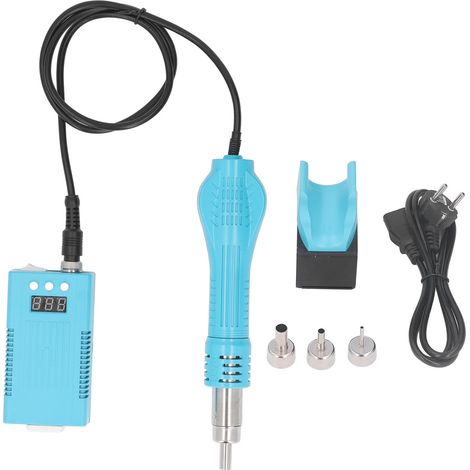 Pistolet à Air Chaud 700W avec Affichage LCD, Kit de Pistolet Thermique Portable Mini pour Tubes Rétractables, 100‑480℃ Réglable, 3 Buses, Prise EU 220V (1/5)