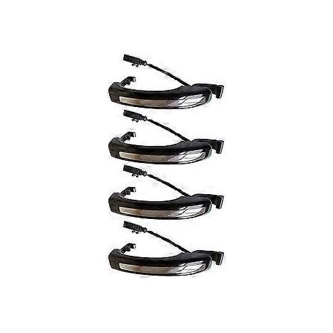 Poignées de porte intelligentes chromées noires pour modèles 2007-2015 (jeu de 4) - Références : 4L0837205A et 4L0837207A - Poignées de porte extérieures avec boutons-clés (1/5)
