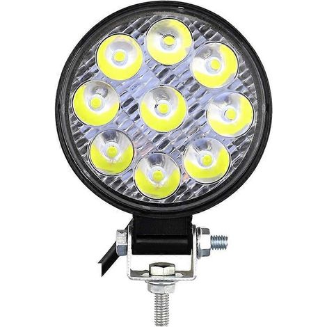 Phare de travail LED 27 W à 9 LED, antibrouillard avant pour voiture, camion, SUV, 4x4, engins de chantier, phare rond LED tout-terrain (1 pièce) (1/5)
