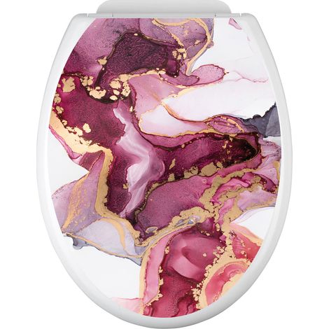 Stickers Abattant WC - Effet Marbré - 35x43 cm - Adhésif BRILLANT (1/2)