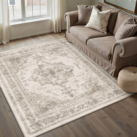 Beige Vintage Tapis Salon 120x180cm Lavable en Machine Rug AntidéRapant Carpet,Chambre Adulte Grand Rugs,Descente de Lit,Interieur Doux Poil Ras,Salle a Manger Carpets,Bureau (1/5)