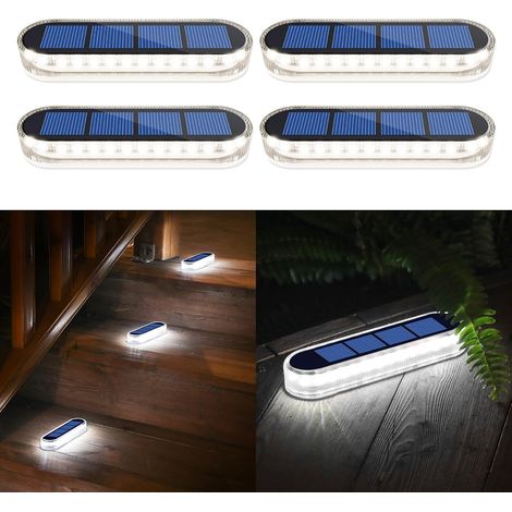 Lampe Solaire Exterieur Jardin, Lampe Solaire Exterieur, Lumière Blanche 5700K LED Spot Solaire Exterieur Avec Auto On/Off Lampadaire Exterieur IP68 Etanche Solaire Luminaire Exterieur, 4 pcs (1/5)
