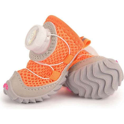 Protège-pattes respirants pour caniches et bichons - Légers, flexibles et antidérapants, parfaits pour les promenades quotidiennes, la randonnée et pour protéger les surfaces chaudes du bitume. Orange (1/5)