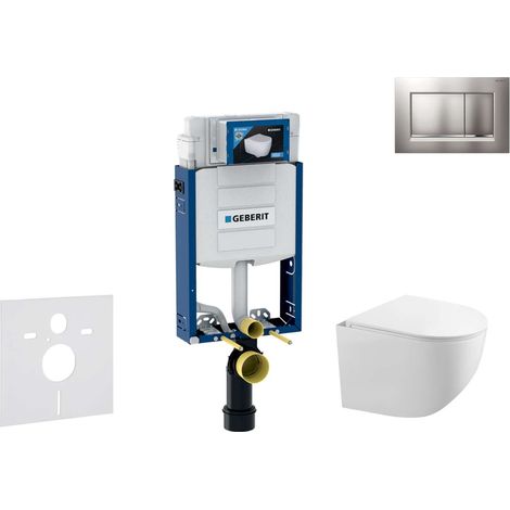 Geberit Kombifix - Set Vorwandelement, Gaia-WC mit Softclose-Sitz und Sigma30-Betätigungsplatte, Chrom matt/Chrom SANI15CA1120