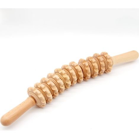 Rodillo de masaje de madera de haya para homeoterapia. Masajeador anticelulítico. Drenaje linfático para piernas. Masajeador anticelulítico.