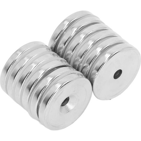 12 Aimants Néodyme 30x5mm Très Puissants, Disques avec Trou de 5mm, Aimants Ronds Résistants pour Bricolage et Fixation (1/5)
