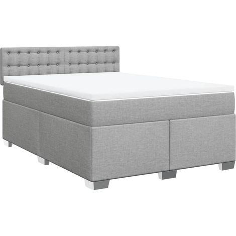 Maison Exclusive - Sommier à lattes de lit avec matelas Gris clair 140x200cm Tissu (1/5)