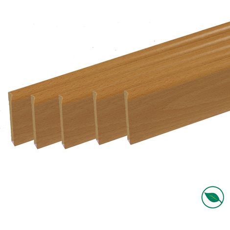 Forestea – Lot de 5 plinthes MDF bord arrondi revêtues hêtre 2000 x 68 x 9 mm – Label PEFC 70% – Pour finitions impeccables