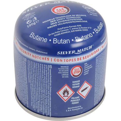 Cartouche de Gaz Perçable 190 G, Sécurité GAS LOCK, Gaz Butane Pur, pour Cuisine, Chalumeau, Cuisinière, Réchaud, Camping, Bricolage, Lampe à Souder, Survie, 40673530 (1/5)
