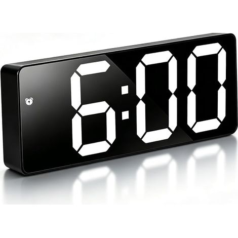 Sveglia digitale da comodino con ampio display a LED, ora, data e temperatura, 3 allarmi, funzione snooze, luminosità regolabile, sensore di luce, attenuazione automatica, alimentazione USB, colore ne (1/5)