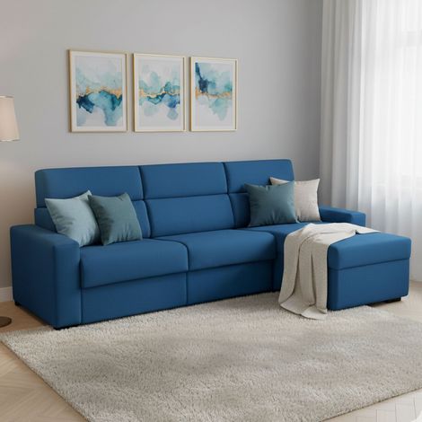 Sofá Cama con Chaise Longue Celleno, Desenfundable, Almacenaje Made in Italy, Hidrófugo, Transformable en Cama Rejilla Electrosoldada (1/5)