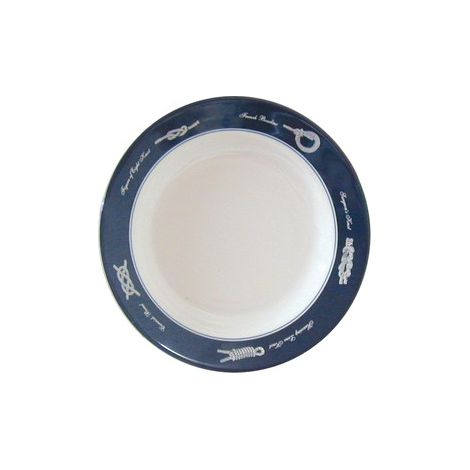 Set de 6 assiettes creuses - blanc/bleu - 23 cm