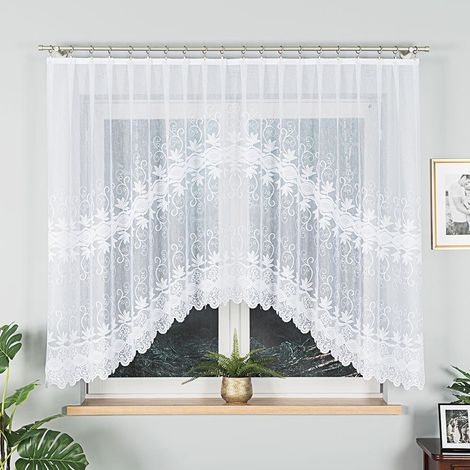 JOWITA - Tenda jacquard pronta all'uso con taglio in basso - 300x150 cm - bianco (1/5)