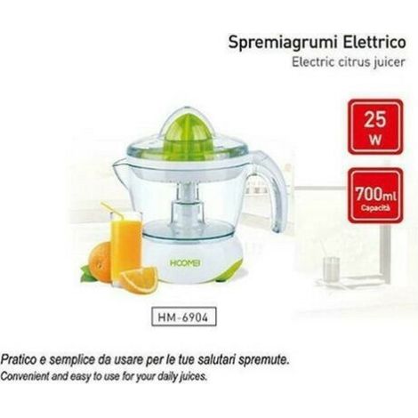 TrAdE Shop Traesio - Spremiagrumi Elettrico 25 Watt 700 Ml Per Spremute Con Doppio Senso Di Rotazione -