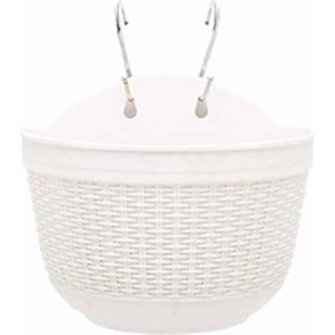 Maceta colgante autorriego con depósito de agua para decoración de pared o jardín, 25 x 16,5 x 15 cm, color blanco (1/5)