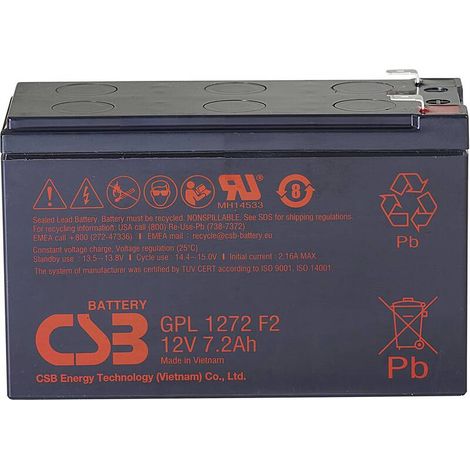 [NEUWERTIG] B-Ware CSB Battery Bleiakku Akku 12V 7.2Ah GPL1272-F2FR Blei-Vlies Hauptakku67 (1/2)