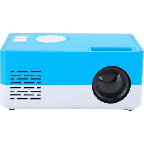Mini projecteur portable LED pour home cinéma, lecteur multimédia vidéo, avec support, 100-240 V, blanc et bleu, prise UE
