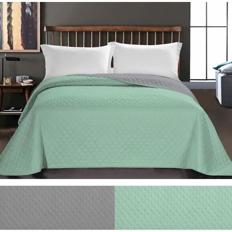 Filiyano-Couverture - MYNE - Axel - Réversible - Microfibre - 170 x 270 cm - Menthe/Acier (1/4)