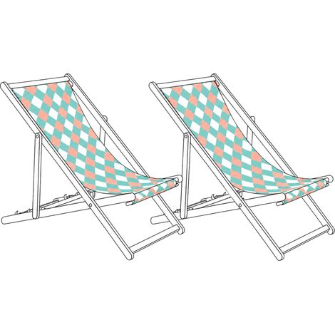 Lot de 2 Toiles de Remplacement pour Chaises Longues en Polyester Motif Géométrique en Losanges Vert Anzio / Avellino (1/5)