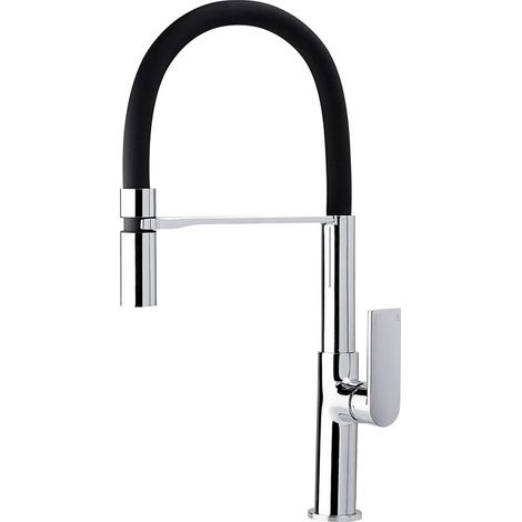 Grifería Monomando Fregadera caño Negro B-Cook con maneta Alpha Cromo (1/3)