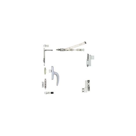 Bausatz Drehkippbeschlag Galicube 1 V FAPIM mit Treibstangenbeschlag Nefer midi - Mittelschere 562 bis 1200 mm - Grau 9006 - 1330BAG5