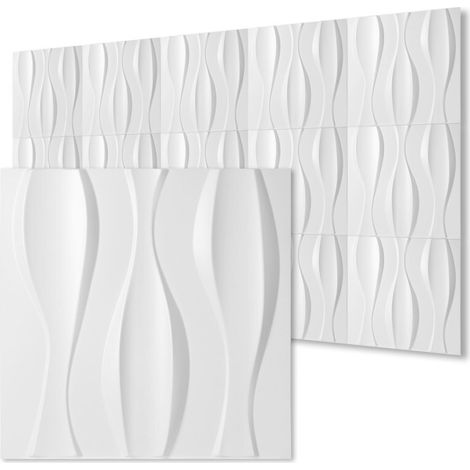 Pannello murale 3D da dipingere - confezione da 3 m² - lotto di 12 pezzi - 0,5x0,5 m - Bianco (1/4)