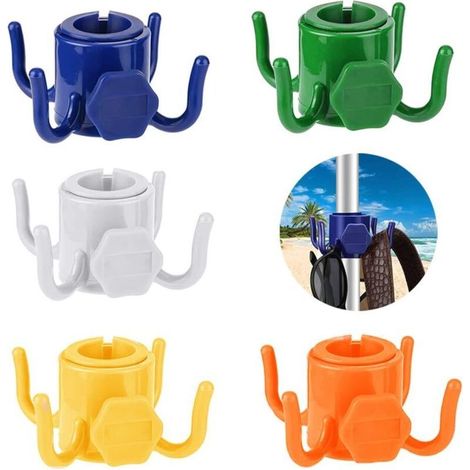 Set of 5 beach umbrella hooks, 4-pronged hooks, suitable for hanging towels, camping and travel gear. (1/5)