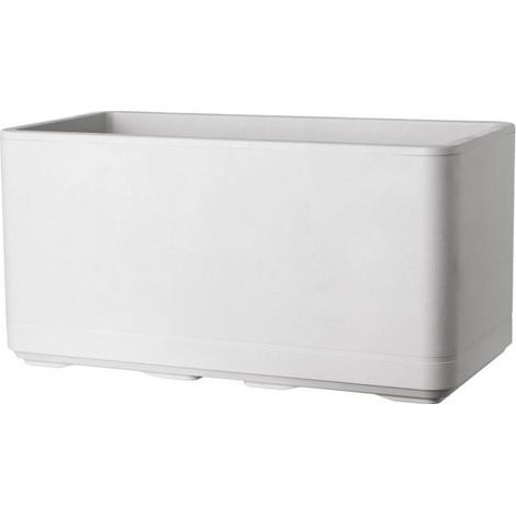 DEROMA Jardiniere Muret Cosmo - 78 x h39 cm - Perle - A réserve d'eau - Roulettes (1/5)