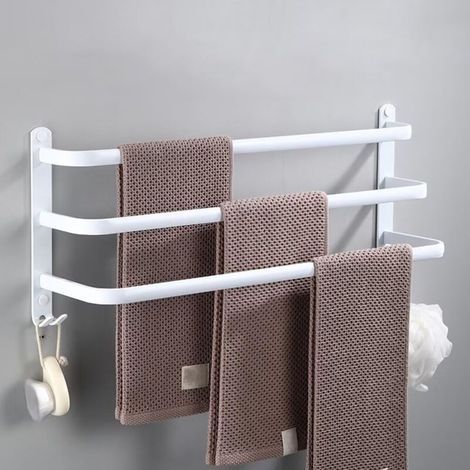 Porte-serviettes mural en aluminium avec crochet pour salle de bain, idéal pour la cuisine, la salle de bain ou l'hôtel (40 cm) (1/5)