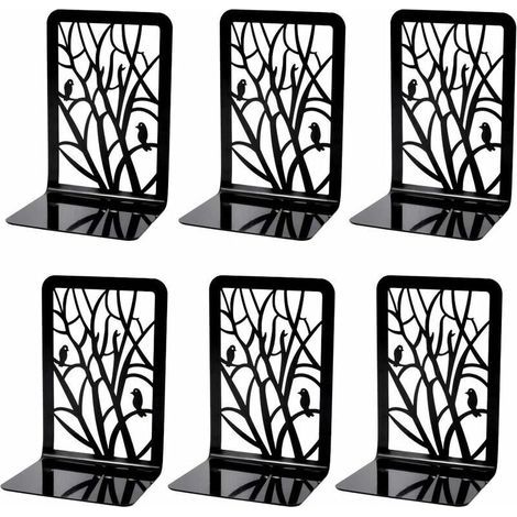 Serre-livres, serre-livres, serre-livres, 3 paires de serre-livres en métal antidérapant robuste (pour livres lourds), support de séparation de livre décoratif, support de butée de livre (1/5)