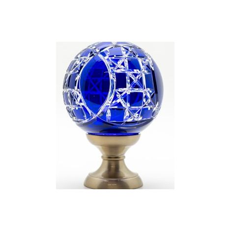 Boule de rampe cristal bleu Mousson pied gris nickel