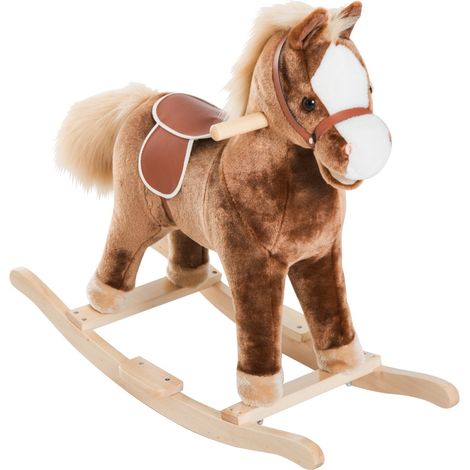 Plüsch-Schaukelpferd Braun Schaukeltier Spielzeug Kinder L74Xb33Xh62Cm