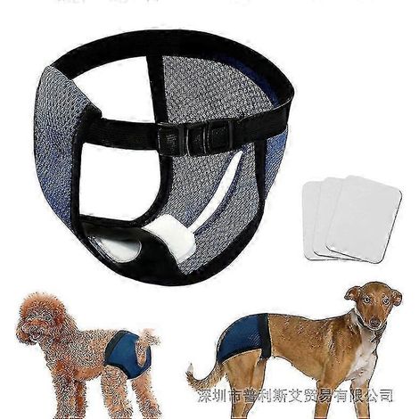 Lot de 5 couches-culottes pour chiens avec 3 protections hygiéniques, lavables, bleues, taille XL. (1/5)