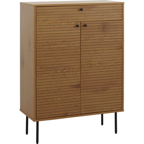 Scarpiera HHG-284, mobile portascarpe, stile scandinavo metallo legno melamina MVG 115x80x35cm, naturale