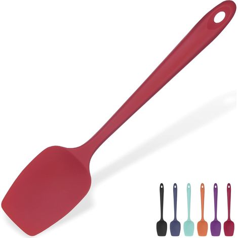 1 Spatule en Silicone, Résistance 315°C, Manche Antidérapant, Ustensile Cuisine Flexible pour Mélanger Racler, Cuisson Quotidienne (1/5)