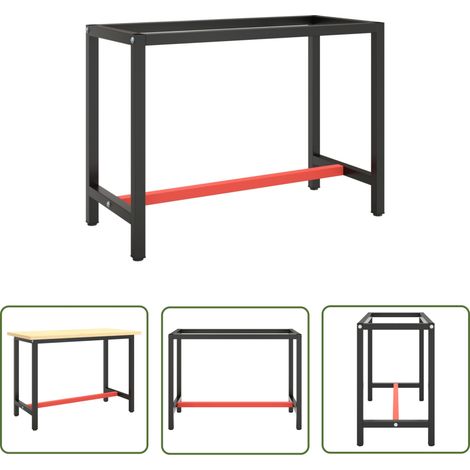 INLIFE Cadre de banc de travail Noir et rouge mat 110x50x79 cm Métal (1/6)