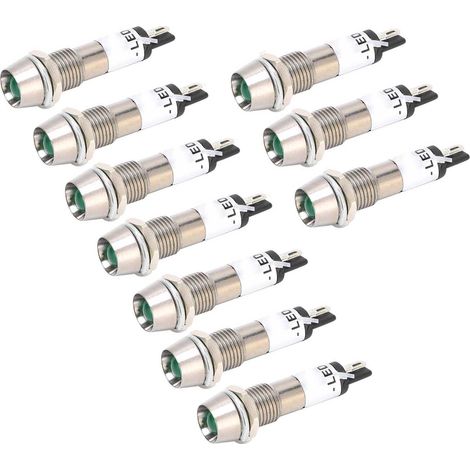 10 Stück AC 220V Kontrollleuchte/Signallampe, 8mm Befestigungsloch, Stromversorgung, Betriebssignal, Grün (1/5)