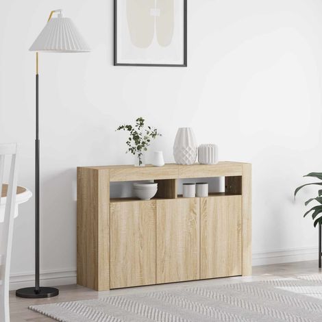 vidaXL Sideboard Sonoma-Eiche 116 x 30 x 75 cm Holzwerkstoff (1/5)