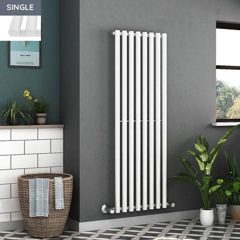 1600 x 545mm White Single Round Tube Vertical Home Radiator (1/5)
