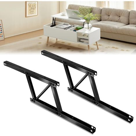 1 Paire Charnières de Meuble à Ressort, Charnière de Levage de Table de Dessus, Support de Cadre de Bureau Pliable avec Charnières de Montage et Ressort pour Table Basse (1/5)