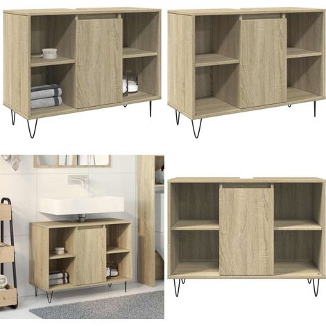 vidaXL Badschrank Sonoma-Eiche 80x33x60 cm Holzwerkstoff