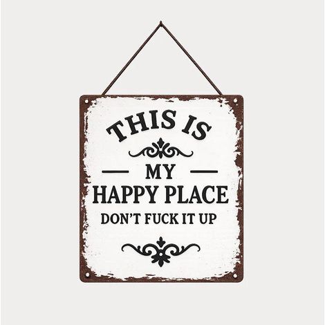 New Arrival: This is My Happy Place Retro Metal Hanging Sign - White 2030cm - White