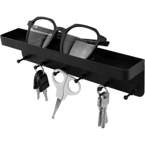Porte-clés, Organisateur mural pour clés, Porte-clés en acier inoxydable, Crochet porte-clés avec support, Autocollant (1/4)