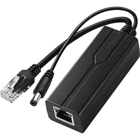 PoE Splitter Gigabit 12V 1.2A DC 5.5 2.1mm 1000 100 10 Mbps Sortie 44-57V PoE vers DC 12V/1.2A 15W,Adaptateur-PoE avec RJ45,IEEE802.3af/at,Transmission Stable (1/5)