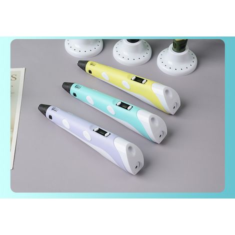 3D Printing Pen With Display - Includes 3D Pen, 3 Starter Colors Of PLA Filament, Stencil Book + Project Guide, And Charger