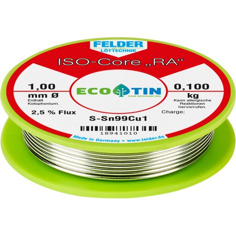Felder ISO-Core "RA" Sn99Cu1 Lötzinn, bleifrei Spule Sn99,3Cu0,7  0.100 kg 1 mm