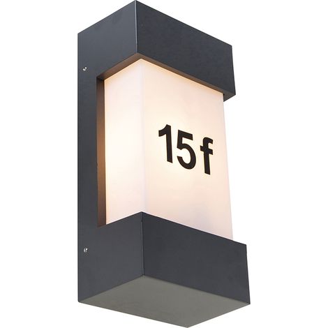 QAZQA Moderno Aplique de pared exterior moderno gris oscuro IP44 - Tide Aluminio /Plástico Rectangular Adecuado para LED Max. 1 x 25 Watt
