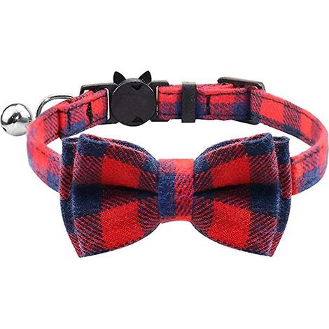 Hundehalsband mit Fliege, kariertes Halsband mit Schnalle, leichtes Halsband für Hunde, Katzen und andere Haustiere, weich